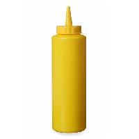 Бутылка 340 пластиковая с носиком желтая с насечкой